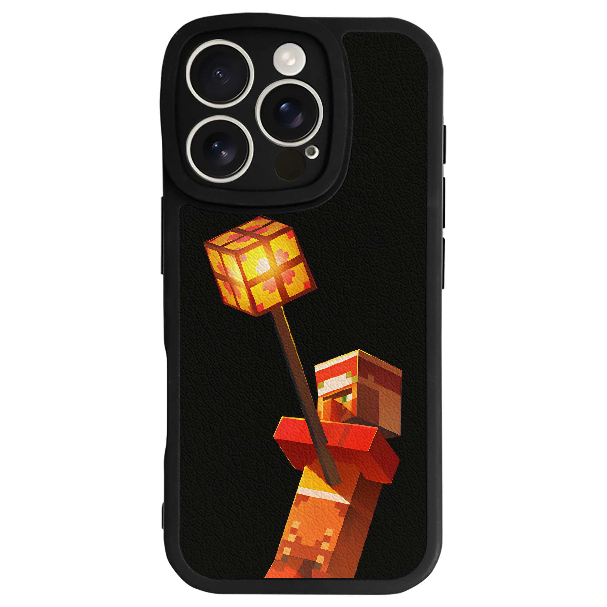 （画像用） マインクラフト ブロックの世界 Minecraft MC Block world 【iPhone 16シリーズ対応】シリコンスマホケース（レザー調） 材質：シリコン